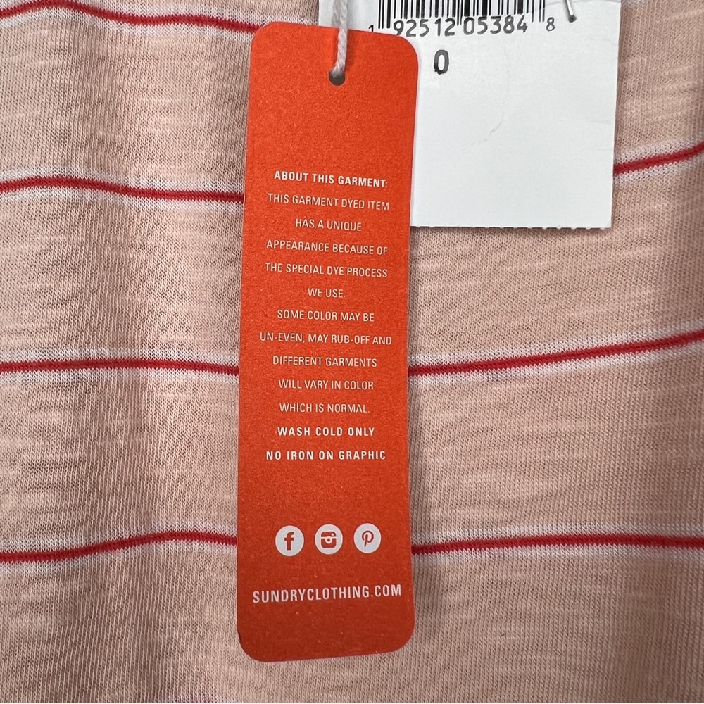 SUNDRY Striped Pink Ruched Racerback Dress - Sz 0 - Picture 8 of 11